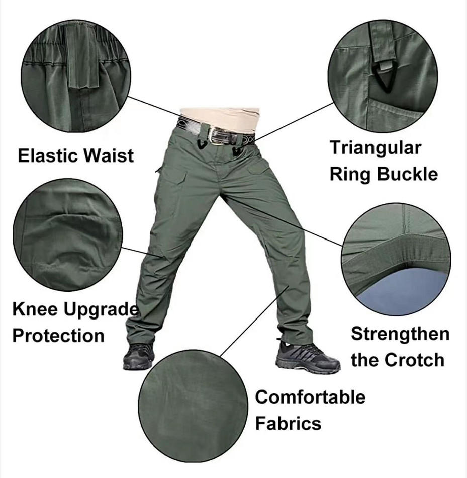 Men’s Work Cargo Pants Tactical Combat Pants Outdoor Hiking Waterproof Trousers