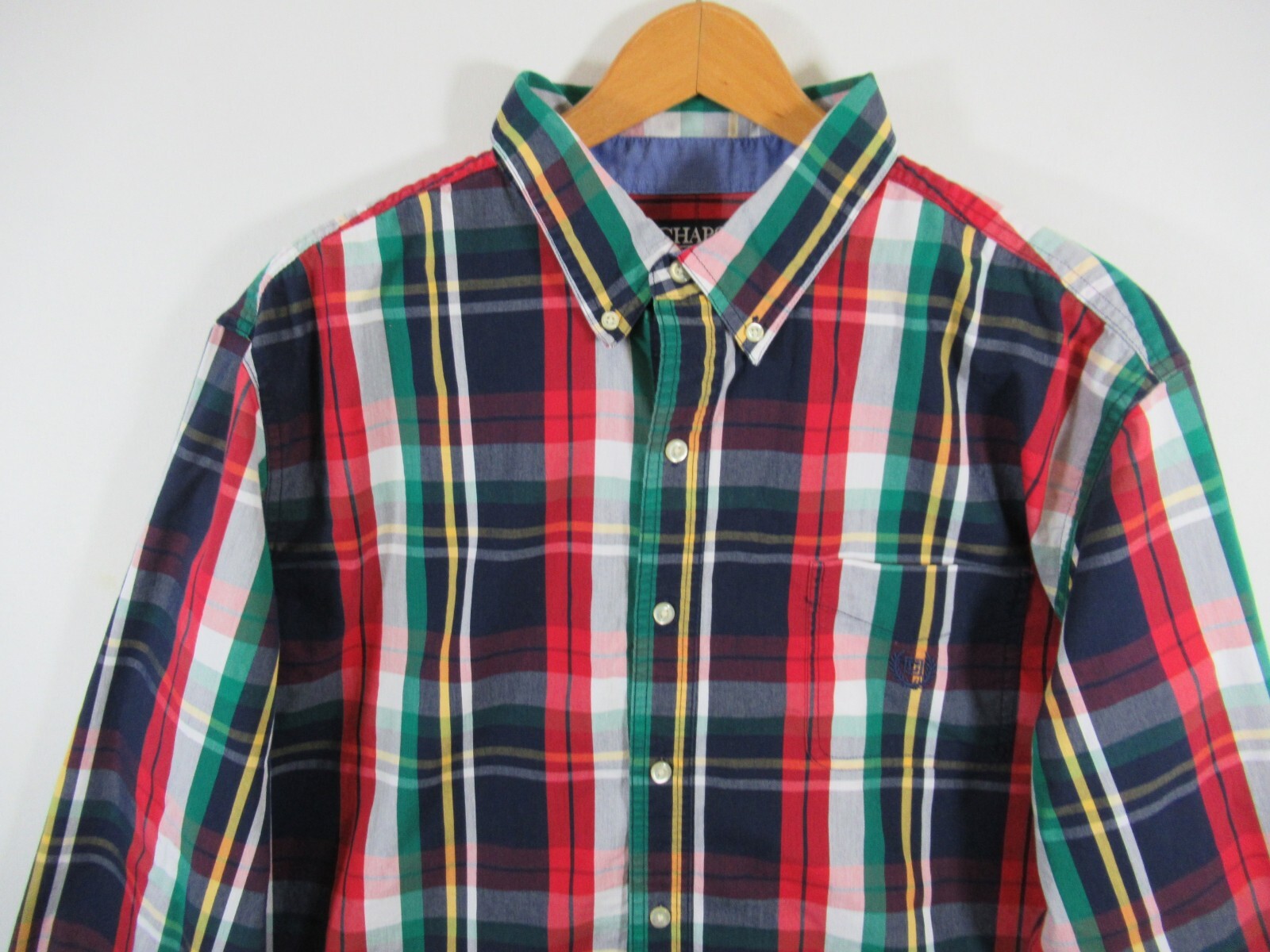 Chaps Button Up Shirt Men 2XL Multicolor Plaid Stretch Easy Care Lightweight
