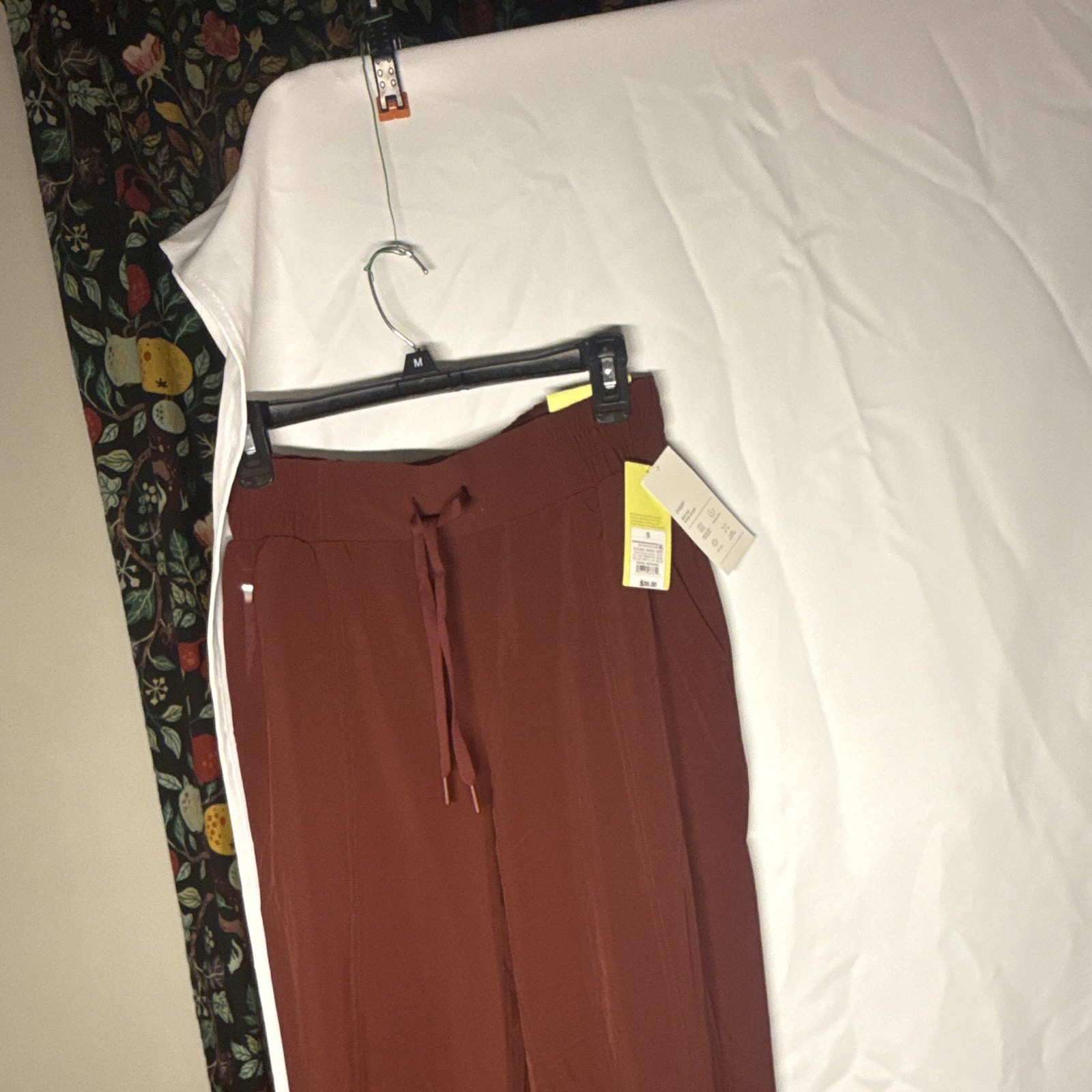JoyLab Women’s Jogger Pants S Brown Solid Polyester Drawstring Elastic Waist