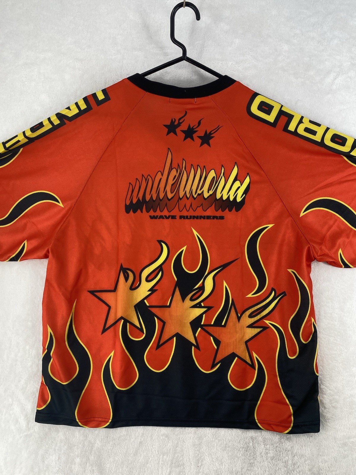 MNML Shirt Men’s Medium Red Underworld Moto Long Sleeve Flames Graphic $68