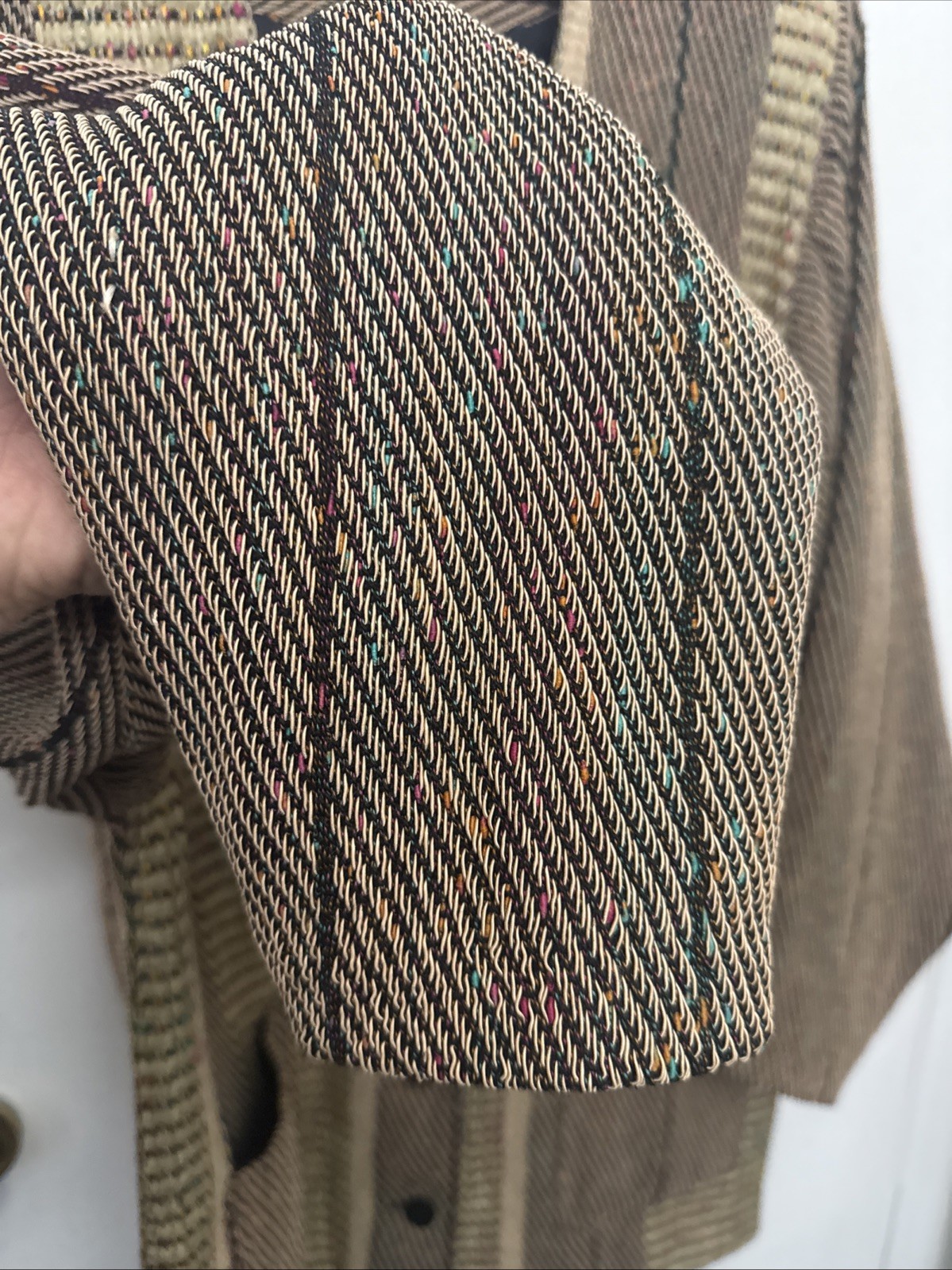 Vintage Deborah Cross Jacket Woven Textile Art To Wear Artisan Boho Hobo