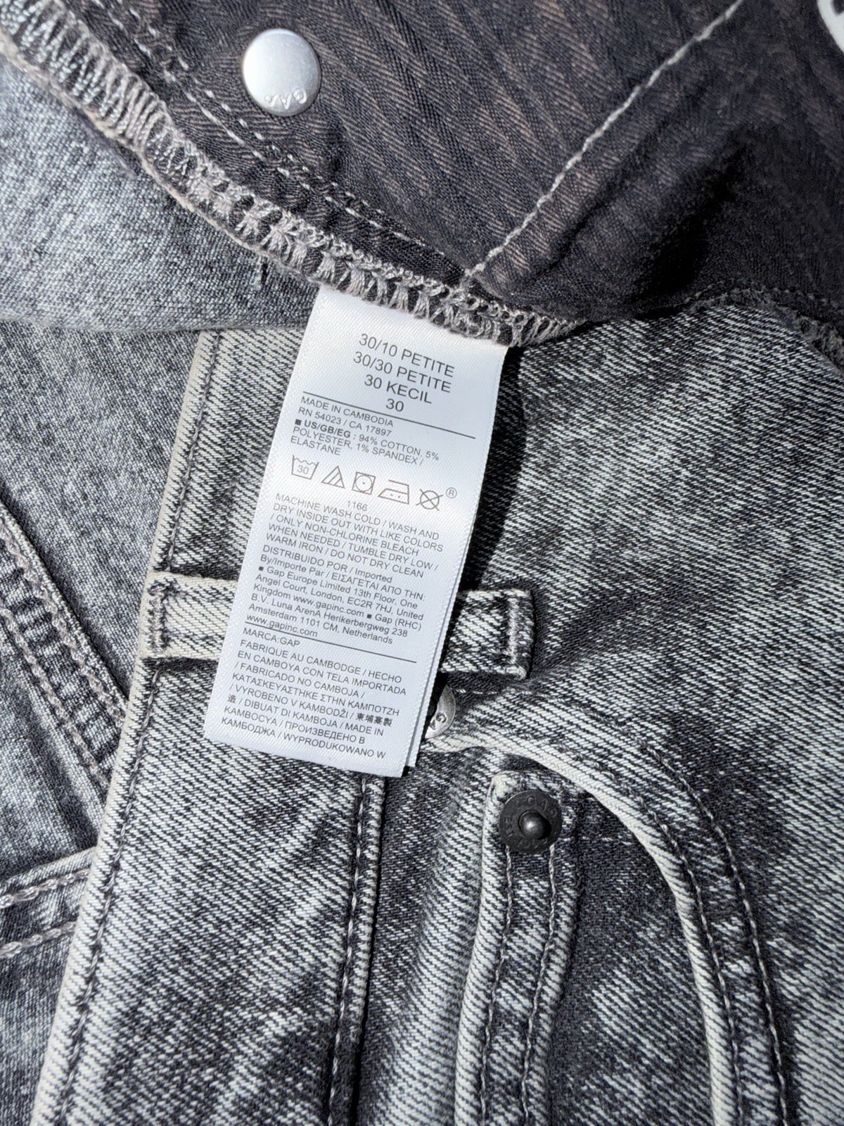 GAP Vintage Slim High Rise Jeans Womens 30 10P Gray Acid Wash 15″x25″