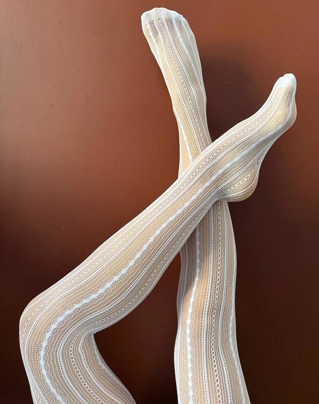 Trend White Lace Knitted Fabric Fishnet Sheer Mesh Tights Summer Spring Style A