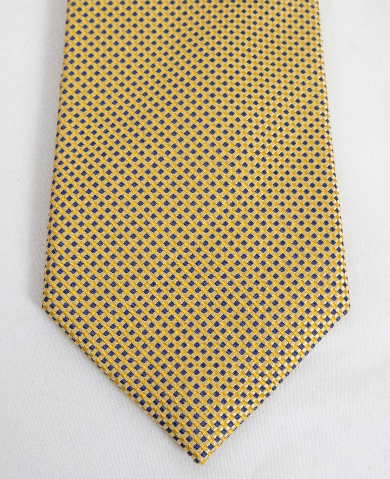 NWT Charles Tyrwhitt Gold, White & Blue Basketweave Woven Plush Tie 3.25 x 57