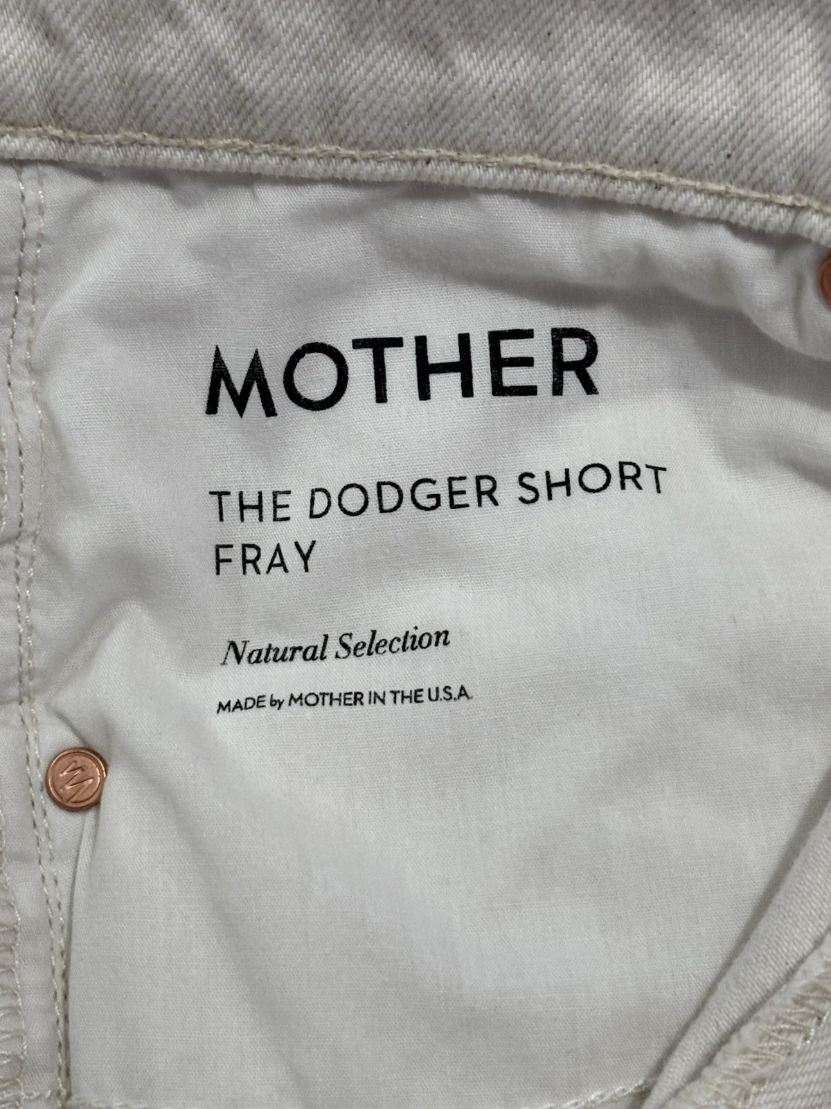 NWT MOTHER Dodger Fray Cut-Off Shorts Natural Selection Cream-colored SZ 27
