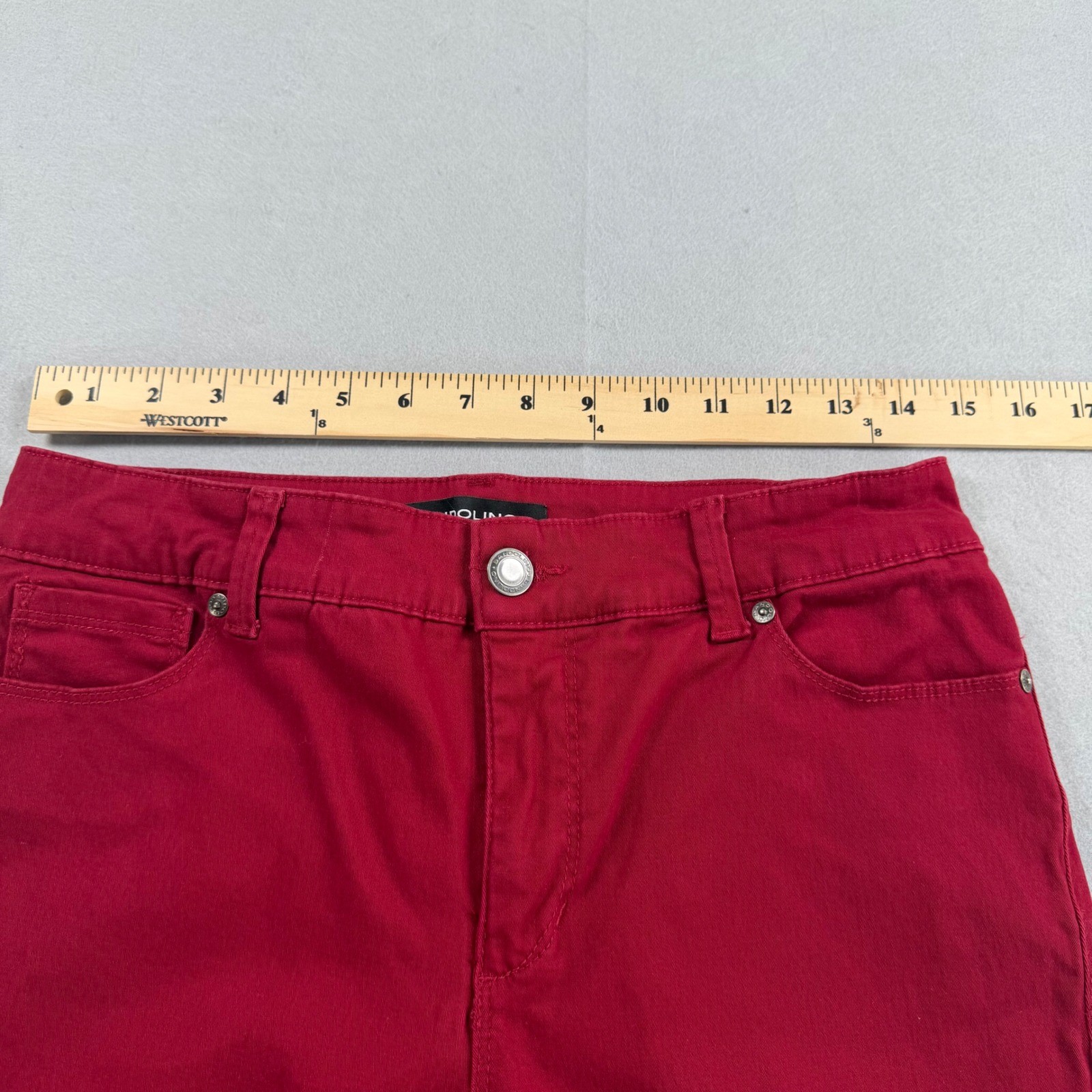 Bandolino Amy Red Straight Leg Pants Womens 6 Stretch Mid Rise 5 Pocket Trousers
