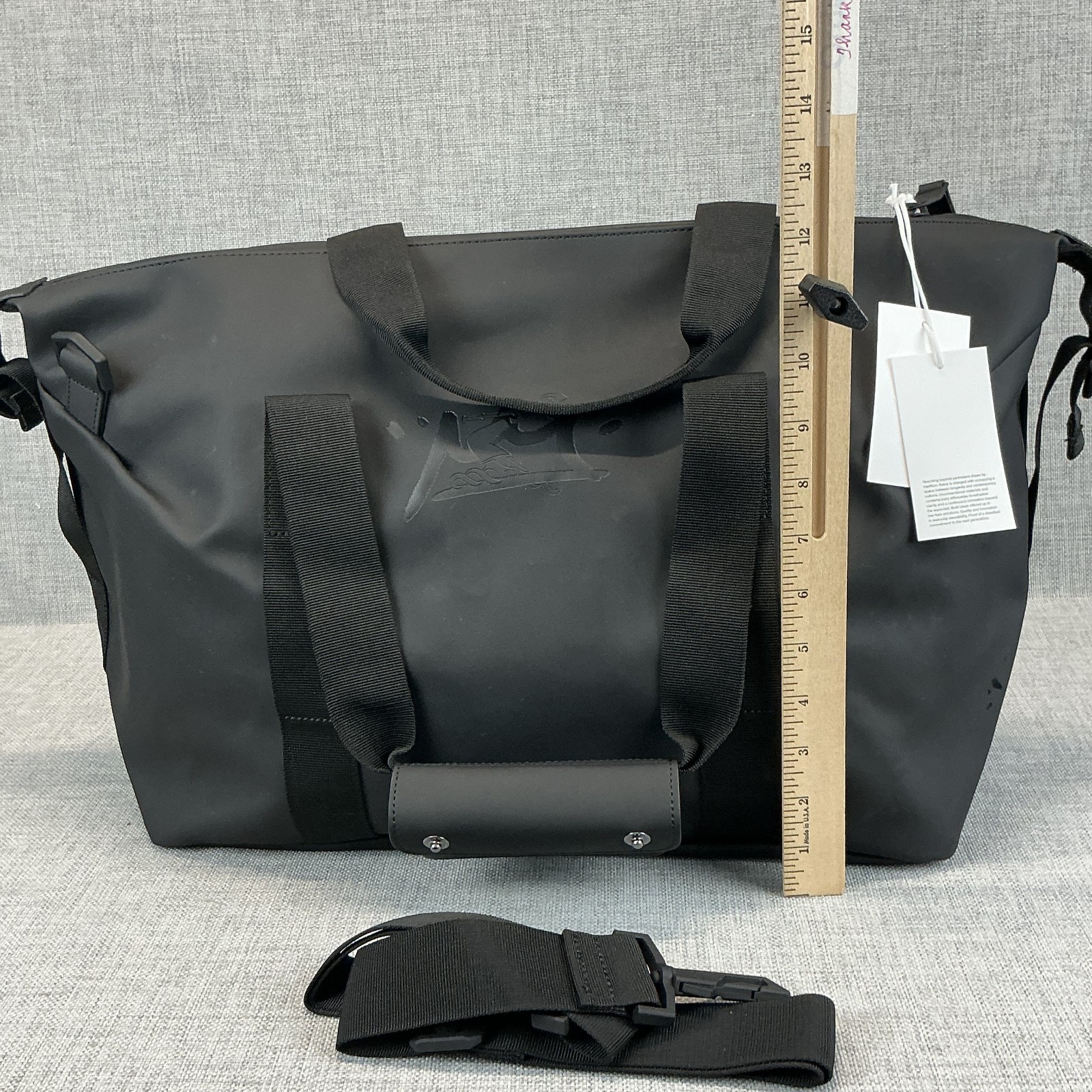 RAINS Hilo Weekend Duffle Bag Small Black Waterproof Travel Gym Carry on Luggage