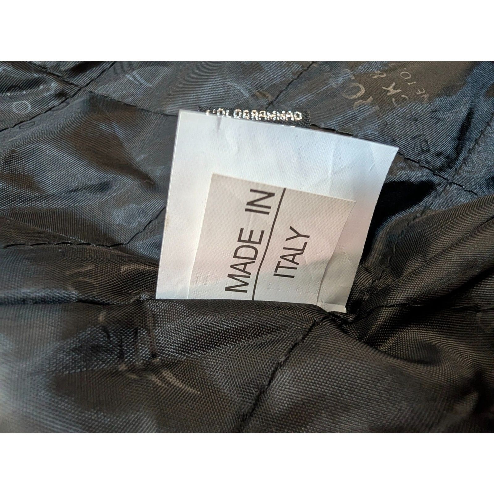 R Rosso Black & Gold Leather Jacket Mens Med. NWT Made In Italy Plaid Lined Coat