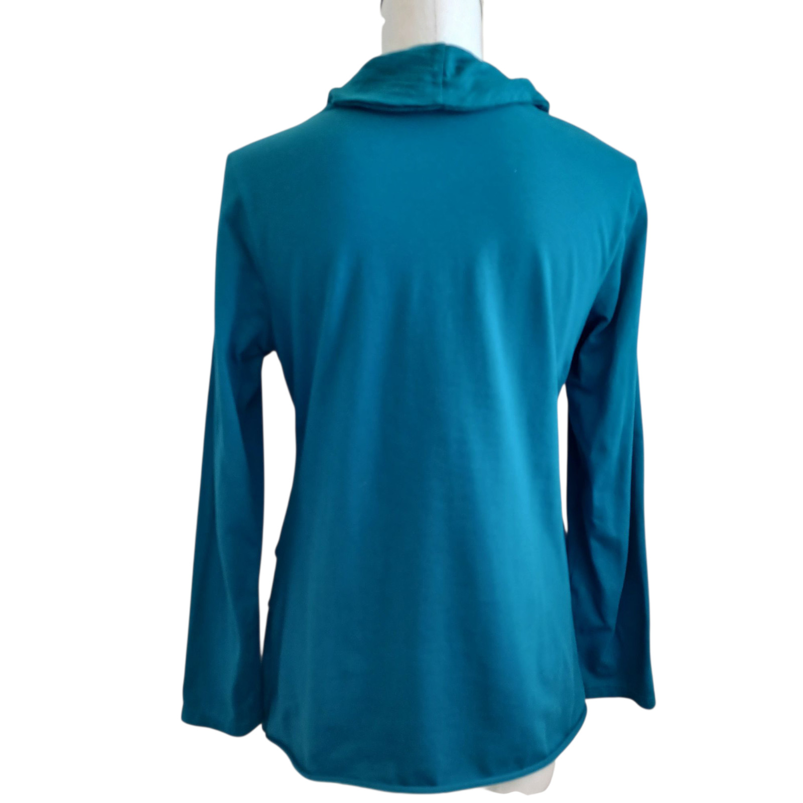 Soft Surroundings Top Womens Small Layered Cowl Neck Pullover Tee Shirt Teal