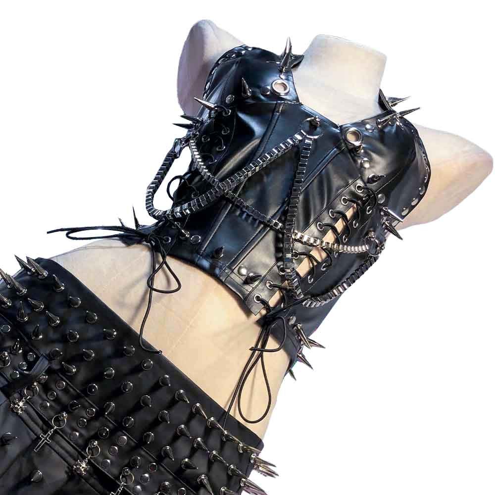 Goth Tops Women’s Emo Clothing Y2K Spiked Gothic Tank Punk Rock Clothes Grunge