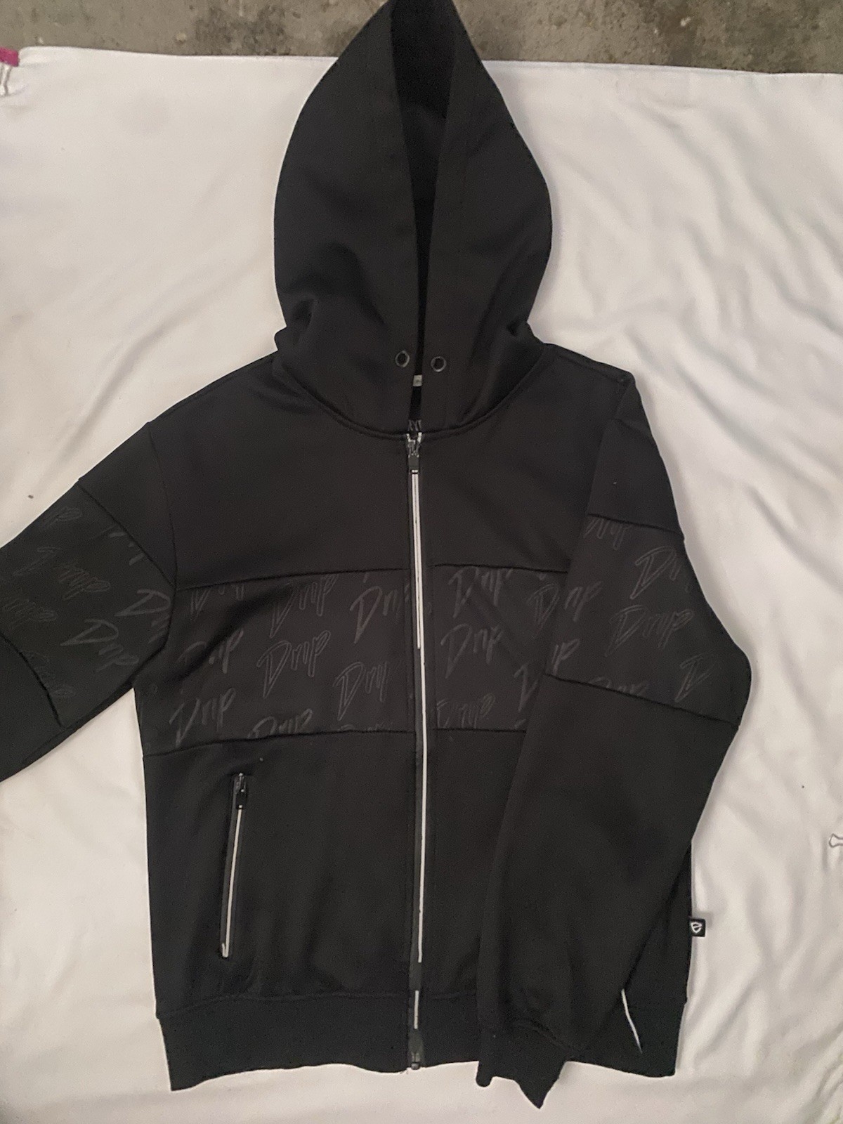 Encrypted Men’s Black Full Zip Hooded Hoodie w/ Pockets Size S Regular