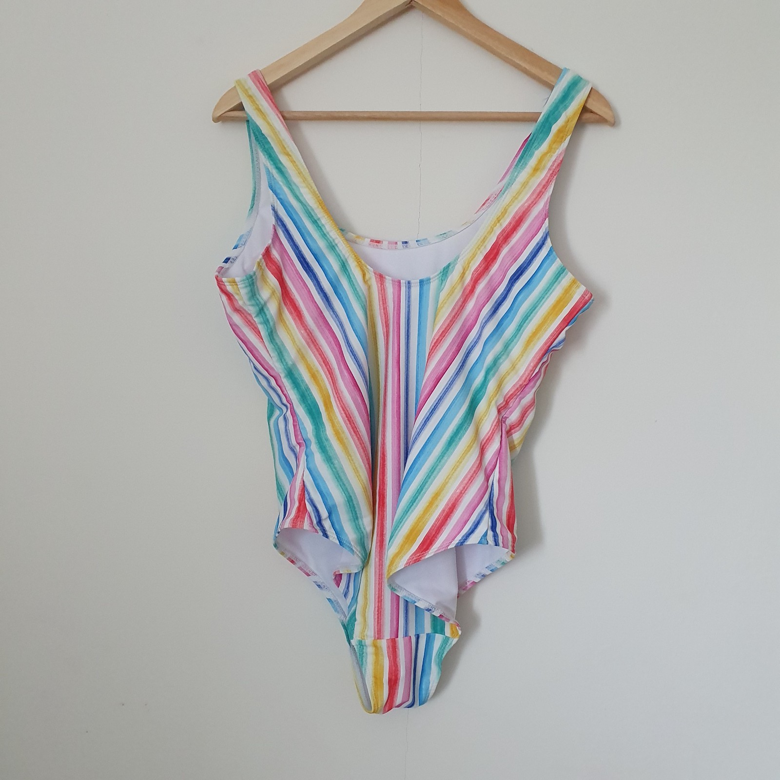 Matalan Swimming Costume Size 16 Rainbow Stripe One Piece Removable Pads BNWT