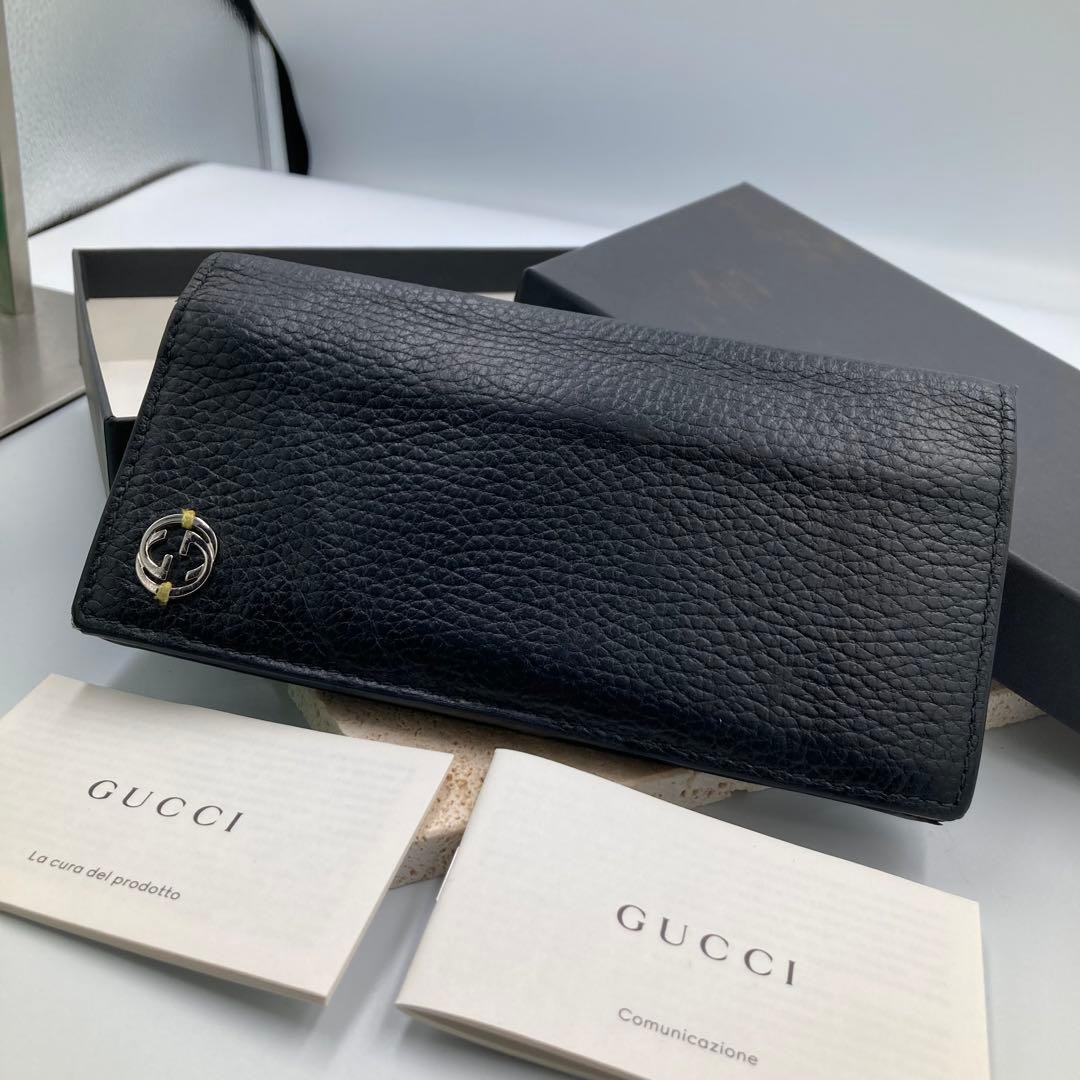 GUCCI Gucci Long Wallet Black Coin Case 85A