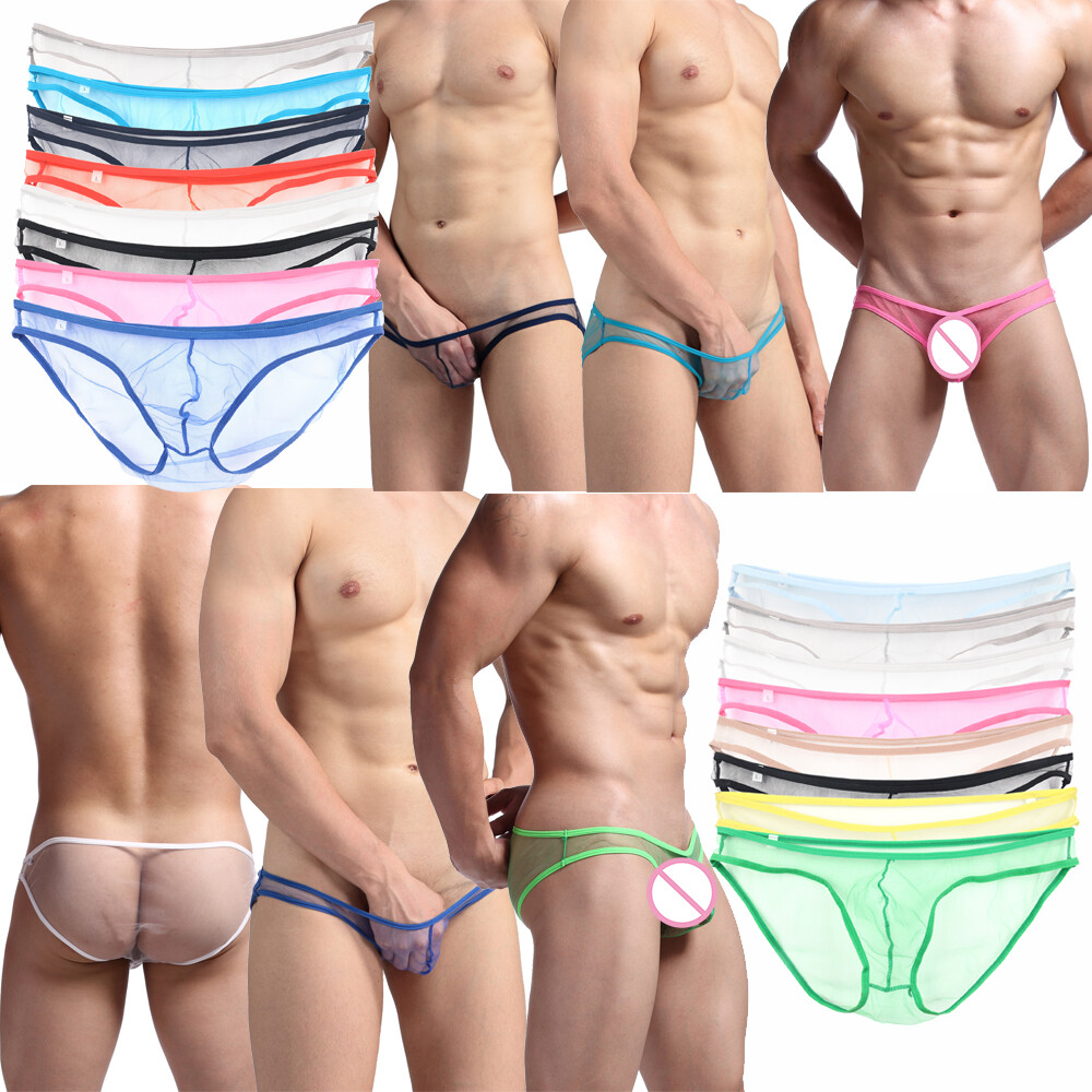 4/8/12 Pack Mens Sexy Mesh Low Rise Panties Transparent Bikini Briefs Gay Thongs