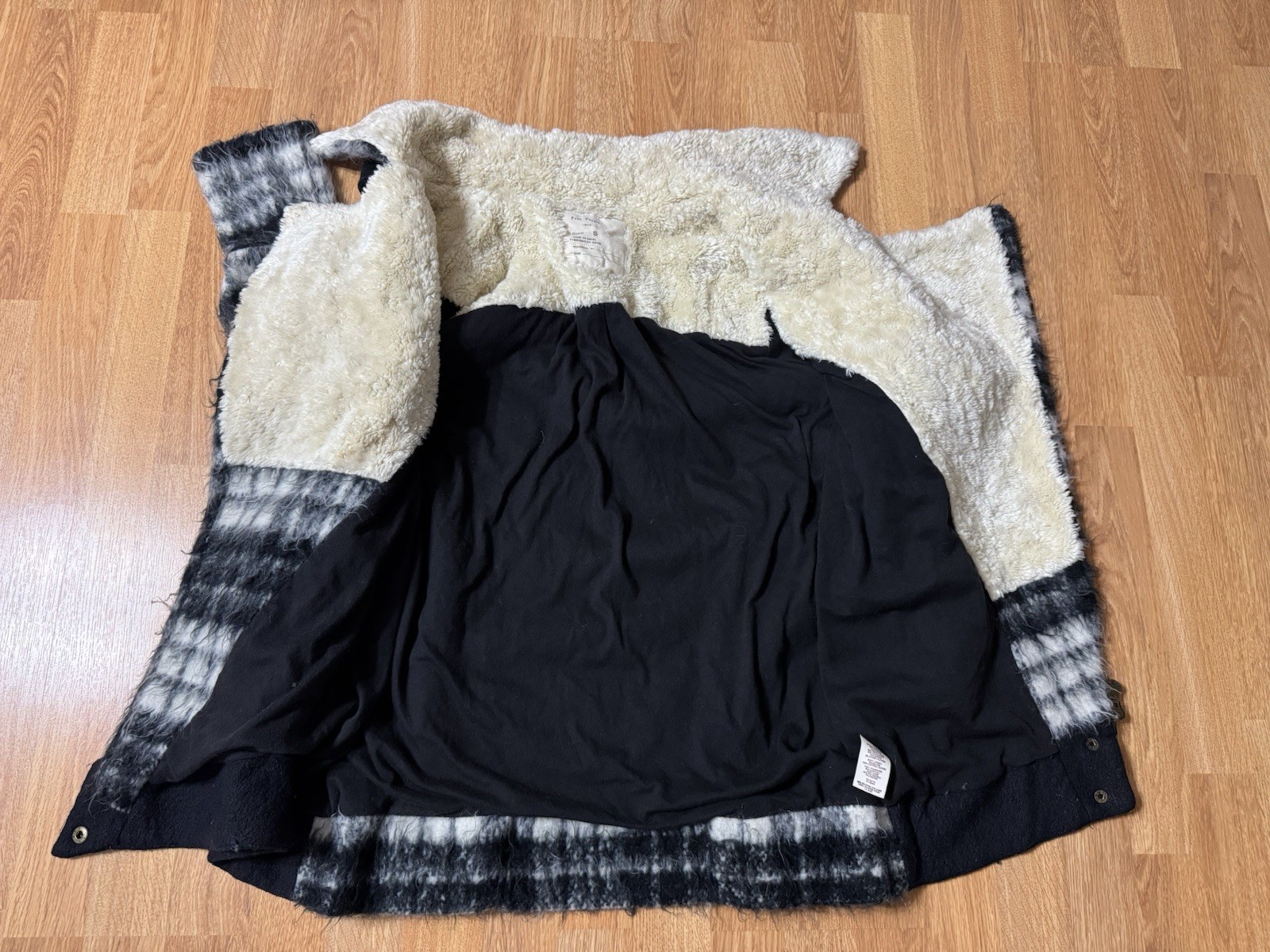 Free People Plaid Sherpa Moto Jacket Coat Size Small FP