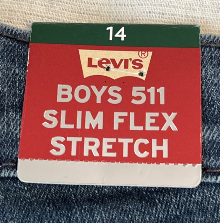 Levi’s Boys 511 Slim Fit Jeans Size 14 Regular NWT Performance Flex Stretch Blue