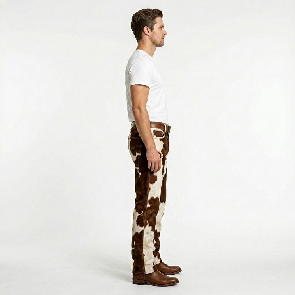 Men’s Genuine Hair-On Cowhide Pants – Western Style Leather Wear
