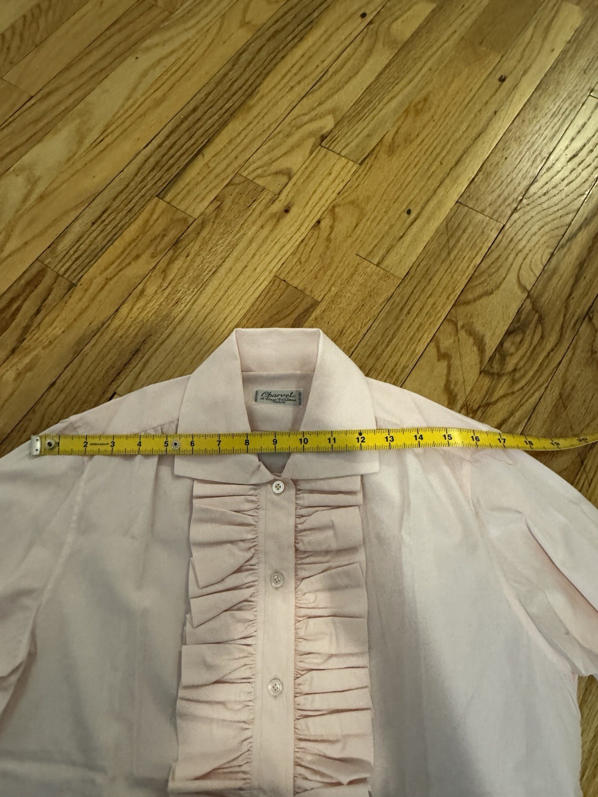 Vintage Charvet Pink Ruffled Button Up (blouse?) Shirt Women’s