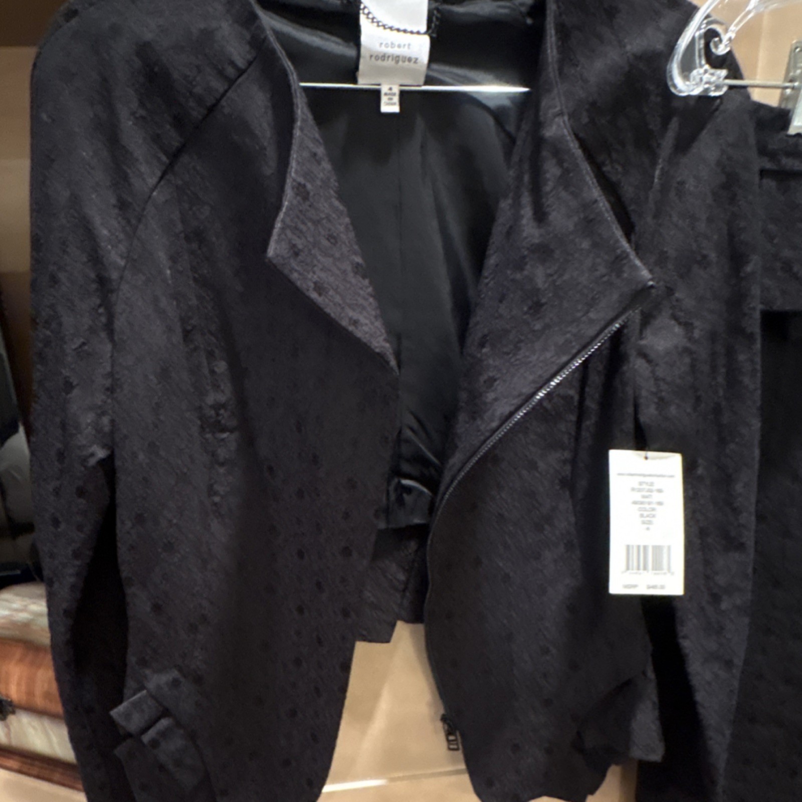 Robert Rodriguez Black Dot Skirt Suit Set Jacket & Skirt Long Sleeve Sizes 4 & 0