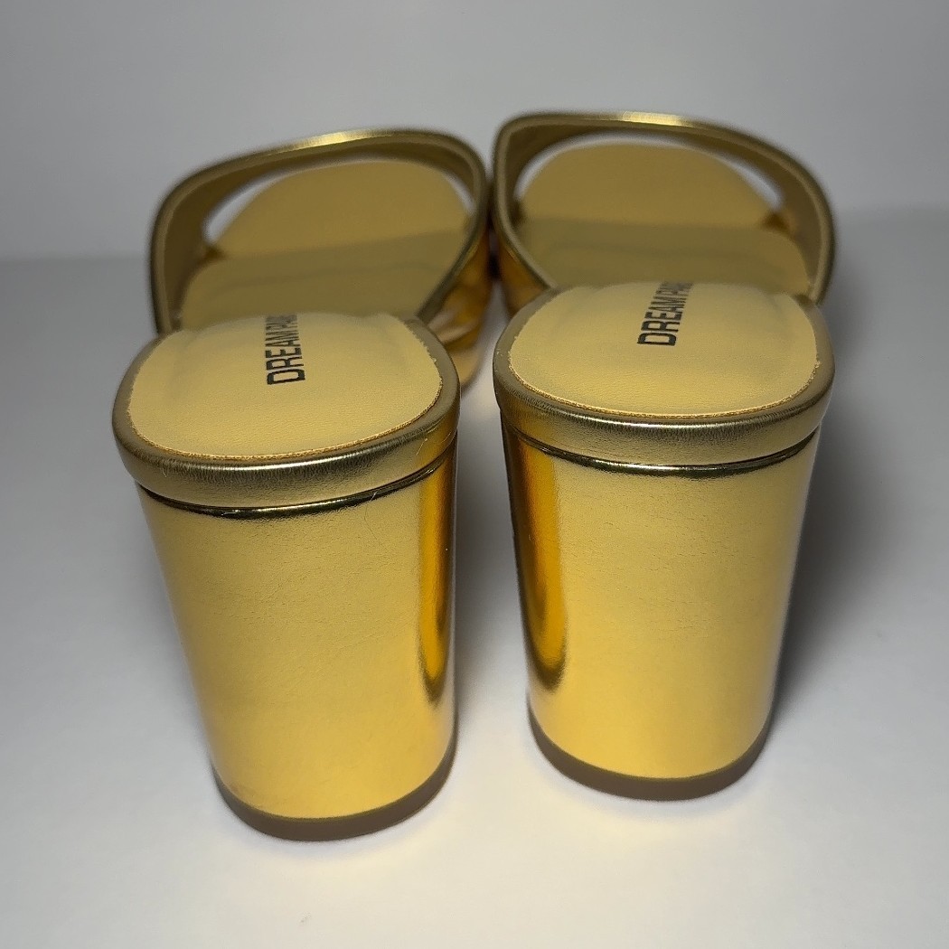 Dream Pairs Gold Metallic Platform Wedge Slide Sandals Size 7.5