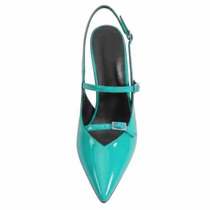 Patent Leather Pointed Toe Stilettos Sandals Women’s Pointy Toe Slingback Shoes