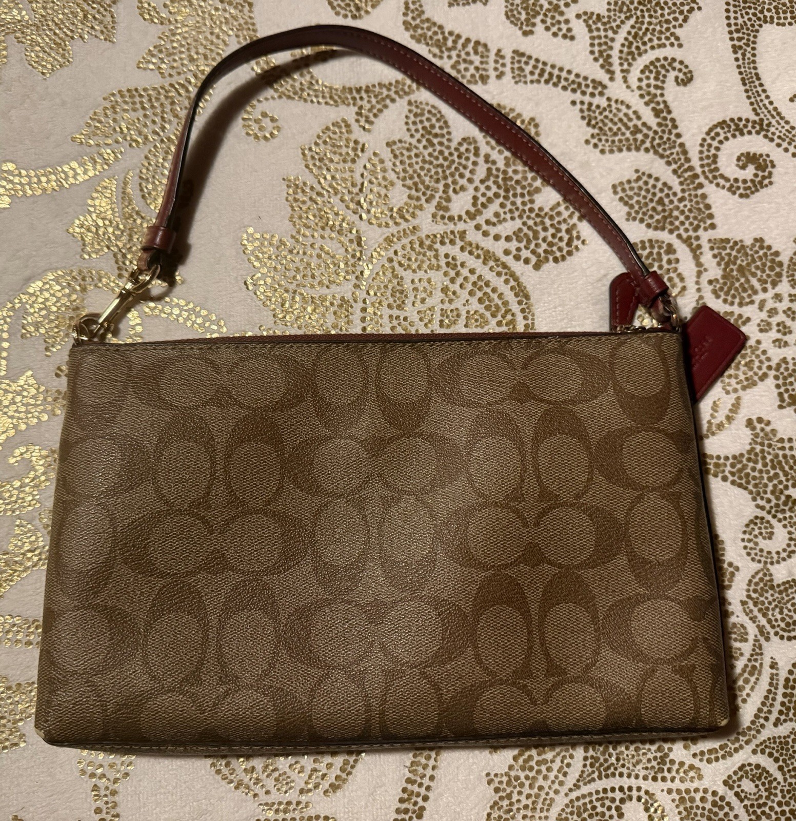 Coach Signature Monogram Zip Wristlet Graffiti Logo Brown Multicolor