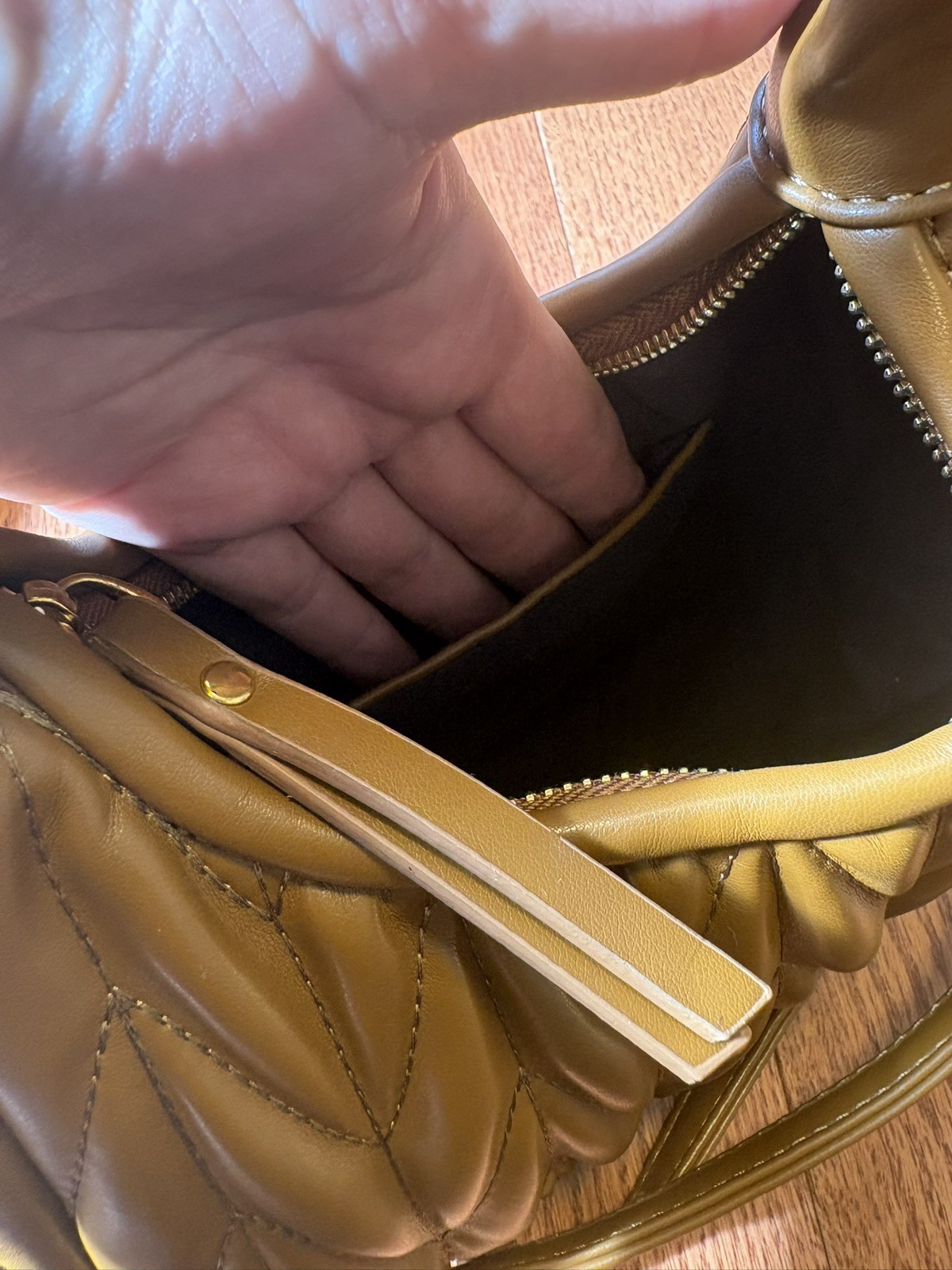 Miu Miu Wander Matelassé Nappa Leather Hobo Bag , Brown, Detachable Strap