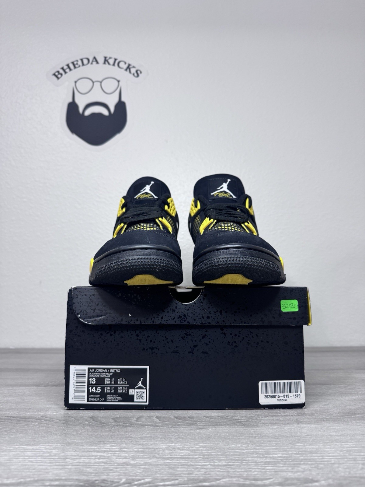 Size 13 – Air Jordan 4 Thunder Retro Size 13 Mens Black Sneakers 2023 DH6927-017