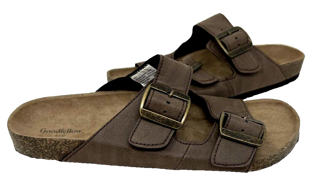 Goodfellow Women’s Double Buckle Comfort Slip On Slide Sandals Brown Size:7 102P