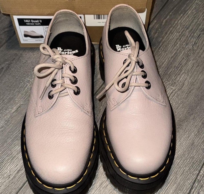 Dr. Martens 1461 Quad II Taupe Leather Lace Up Platform Lug Sole US 7 Men