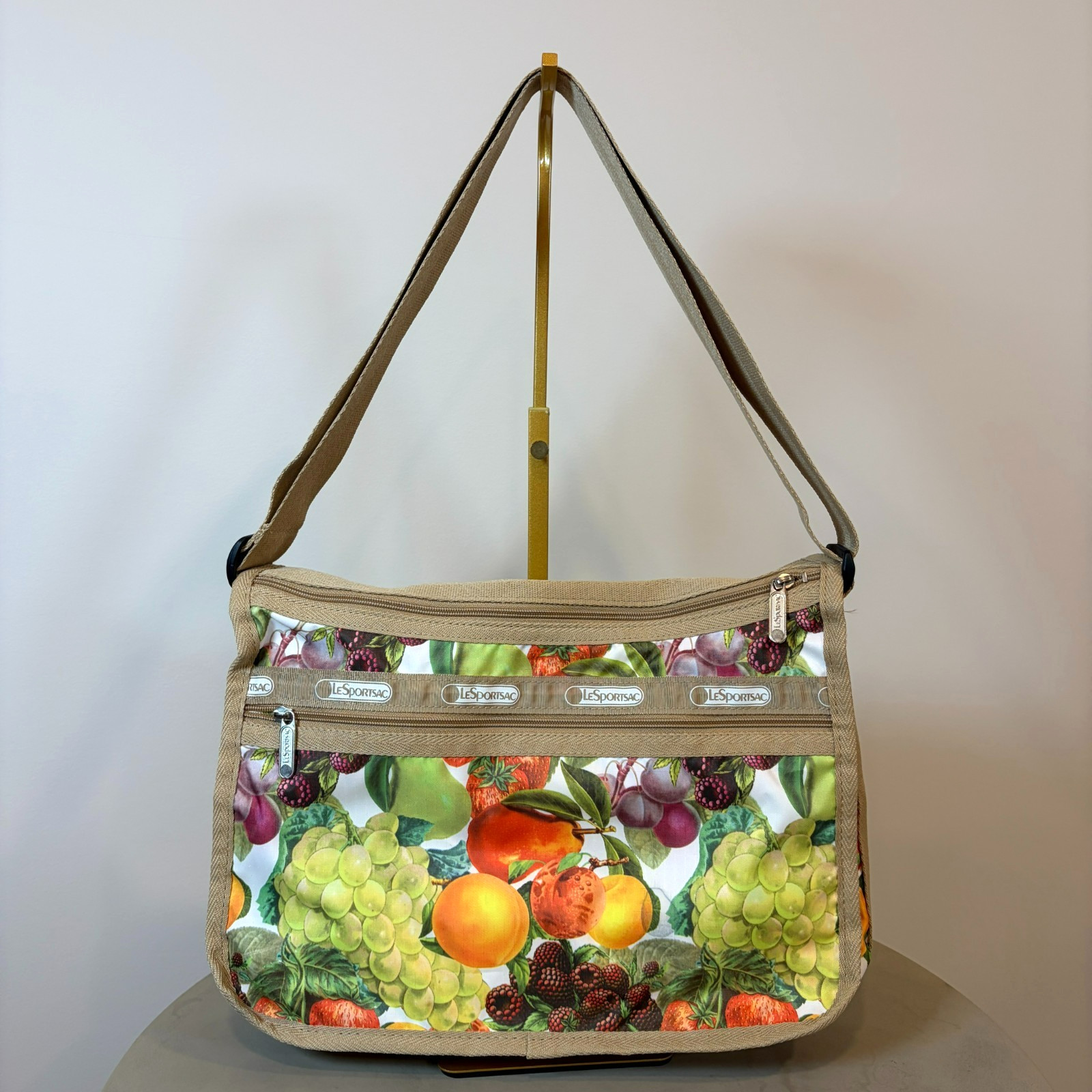 LeSportsac Fruit Print Expandable Shoulder Bag Crossbody w/ Pouch Retail $140