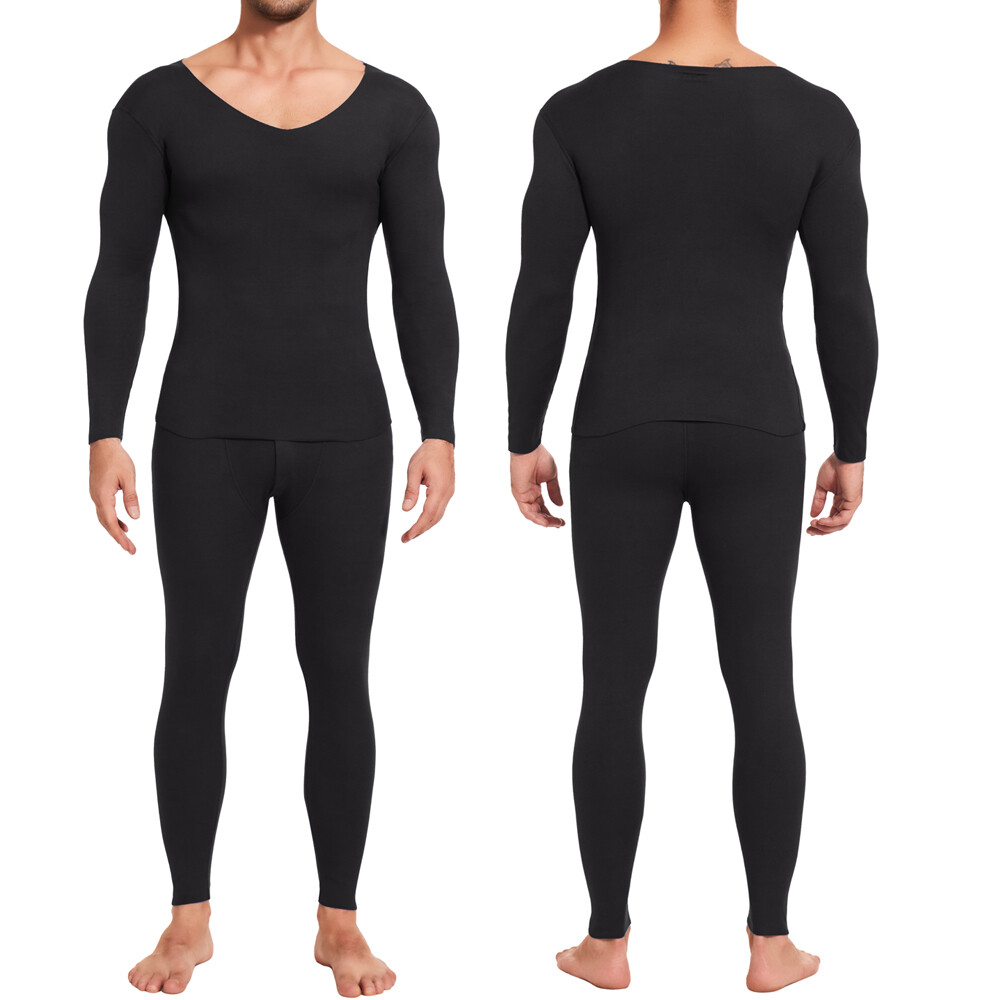 Mens Thermal Underwear Set Fleece Lined Soft Long Johns Base Layer Top & Bottom