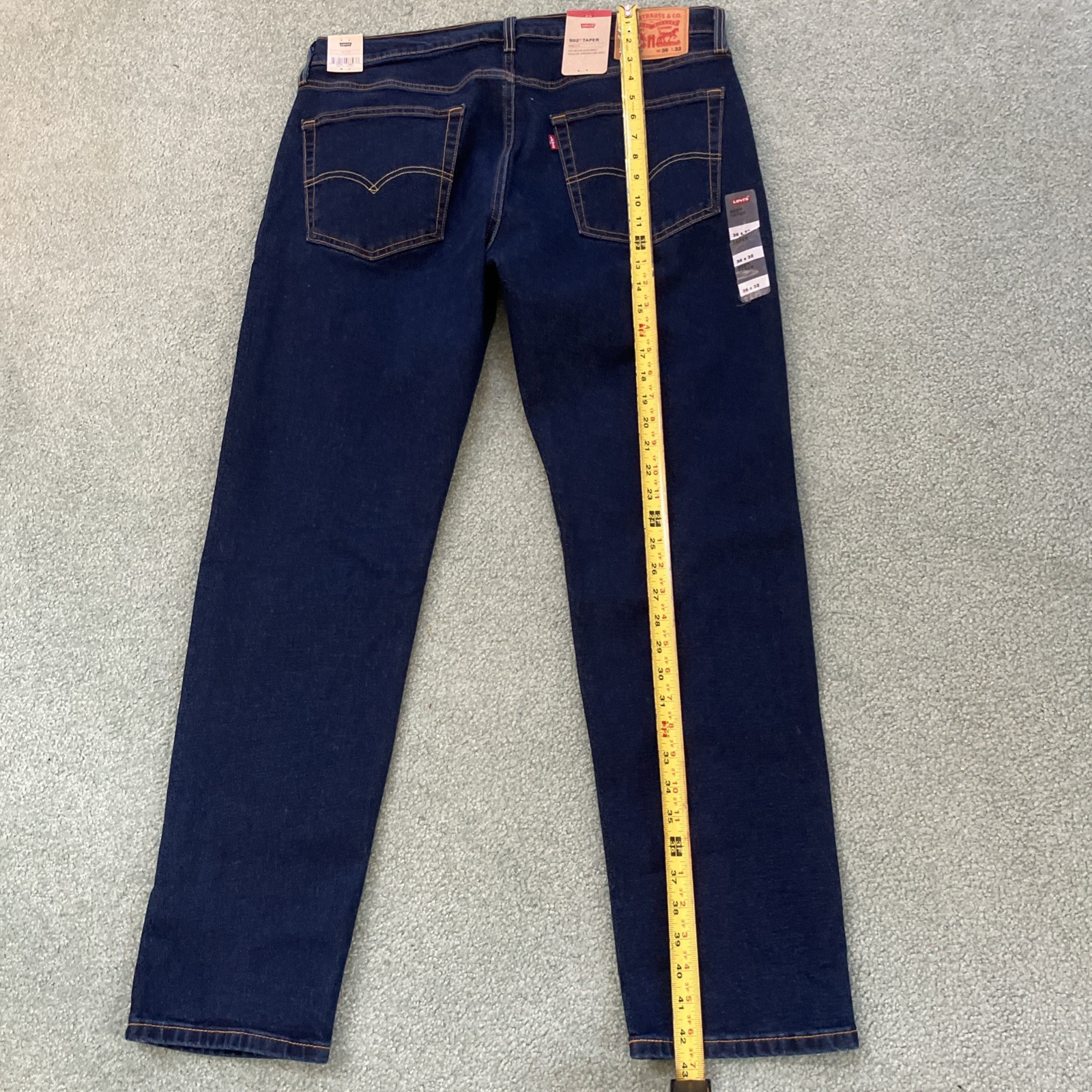 NWT Men’s Levi’s 502 Taper Stretch Dark Blue Jeans Size 36”x32”