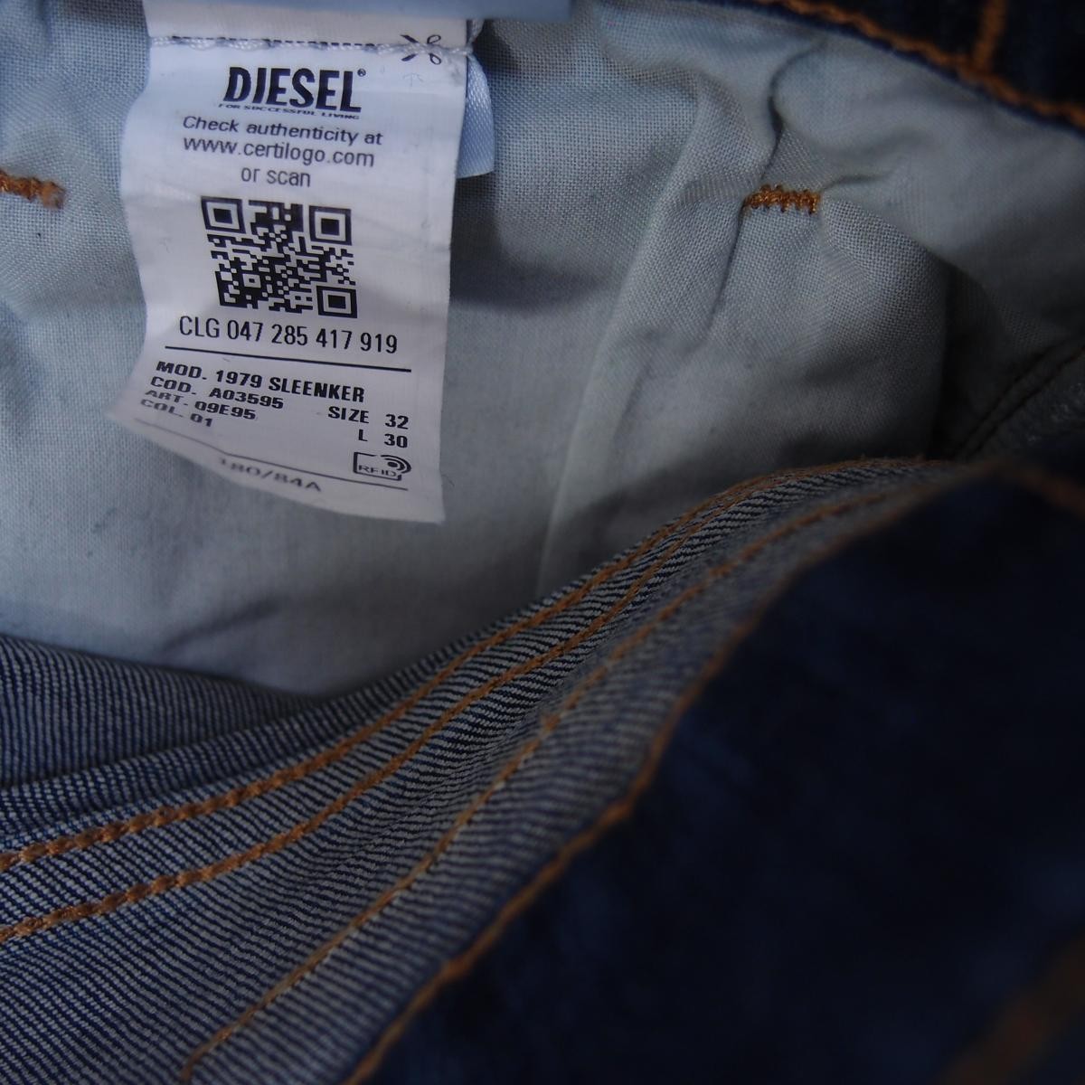 Mens Diesel 1979 SLEENKER 09E95 Stretch Slim Skinny Blue Jeans W32 L30