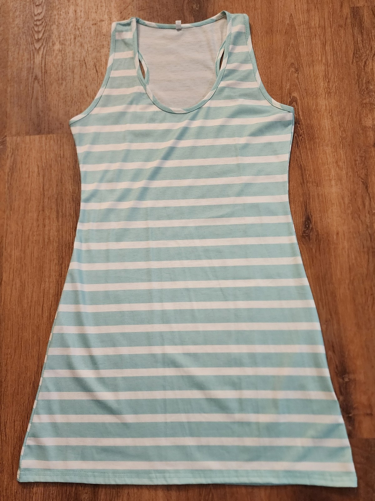 AG Adriano Goldschmied Striped Turquoise and White Dress Size Large 429E