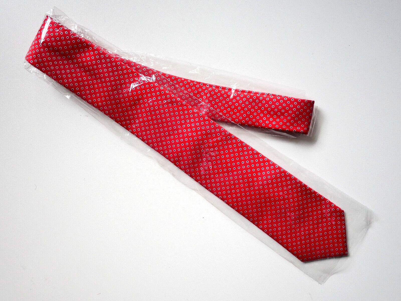 NEW ZENITH Silverking 100% Woven Jacquard Red Polka Dot Tie 57″x3″