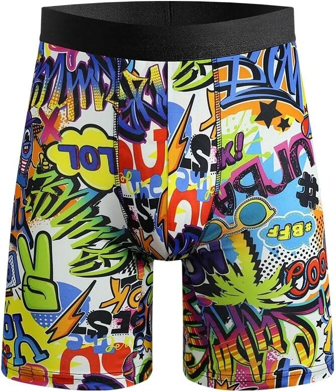 Random 3 Pack Men Boxer Briefs Funny Novelty Boys Underwear Stretch Sport Trunks
