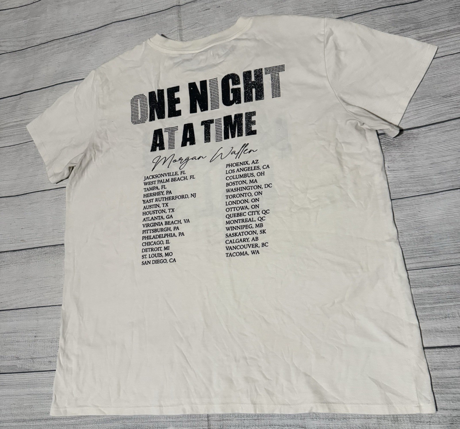 Morgan Wallen One Night At A Time Tour T Shirt Two Sided White Size XL Country
