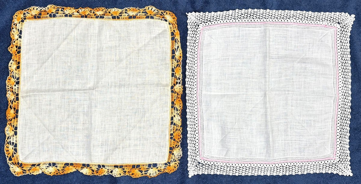 16 Crochet Tatted Lace Trim Hankies Vintage Lot Variety