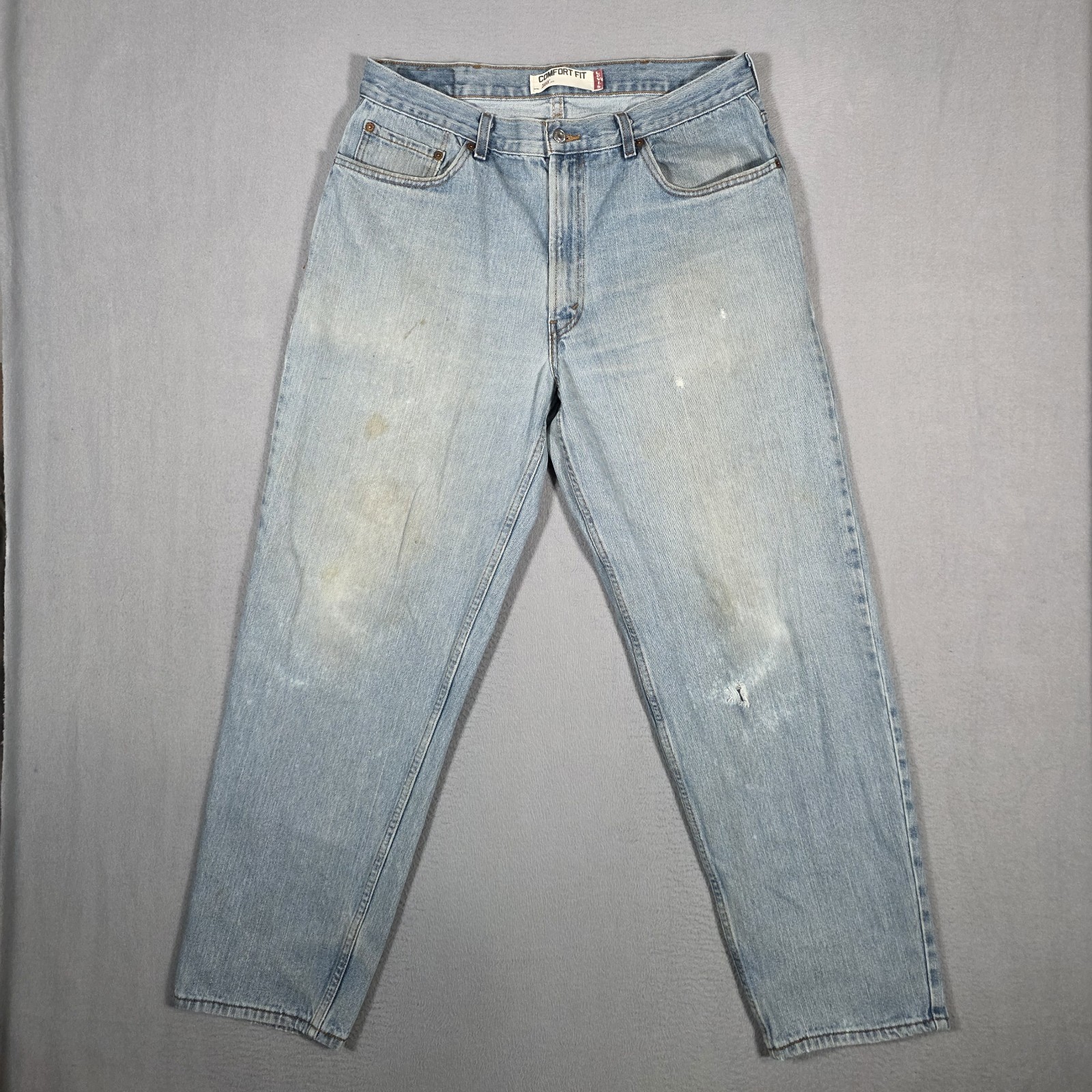 Levis 560 Jeans Mens 38×30 Blue Comfort Fit Tapered Leg Y2K Distressed Denim