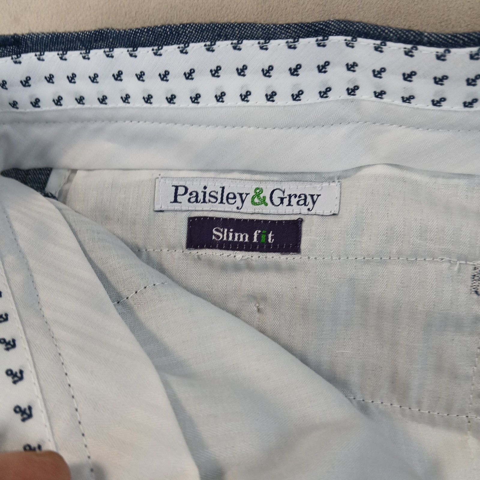 Paisley Gray 40×30 Mens Pants Linen Blend NWT **Actual 38×30 ** Slim Fit