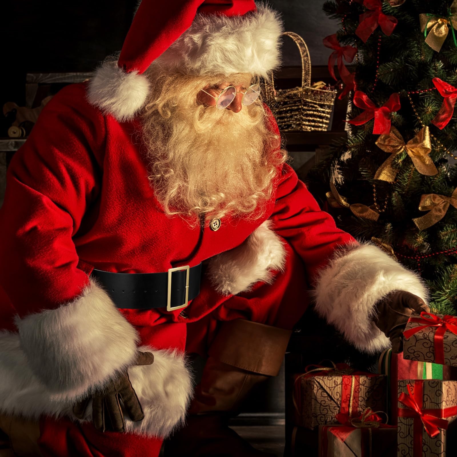 Silkfly Christmas Santa approx. 59.06 x 3.15 inches/ 150 x 8 cm, Black, Gold