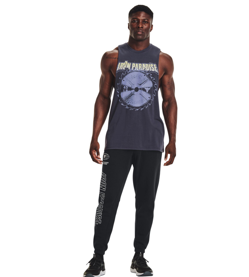 Under Armour Project Rock TankTop Mens Iron Paradise Blade Tempered Steel Muscle
