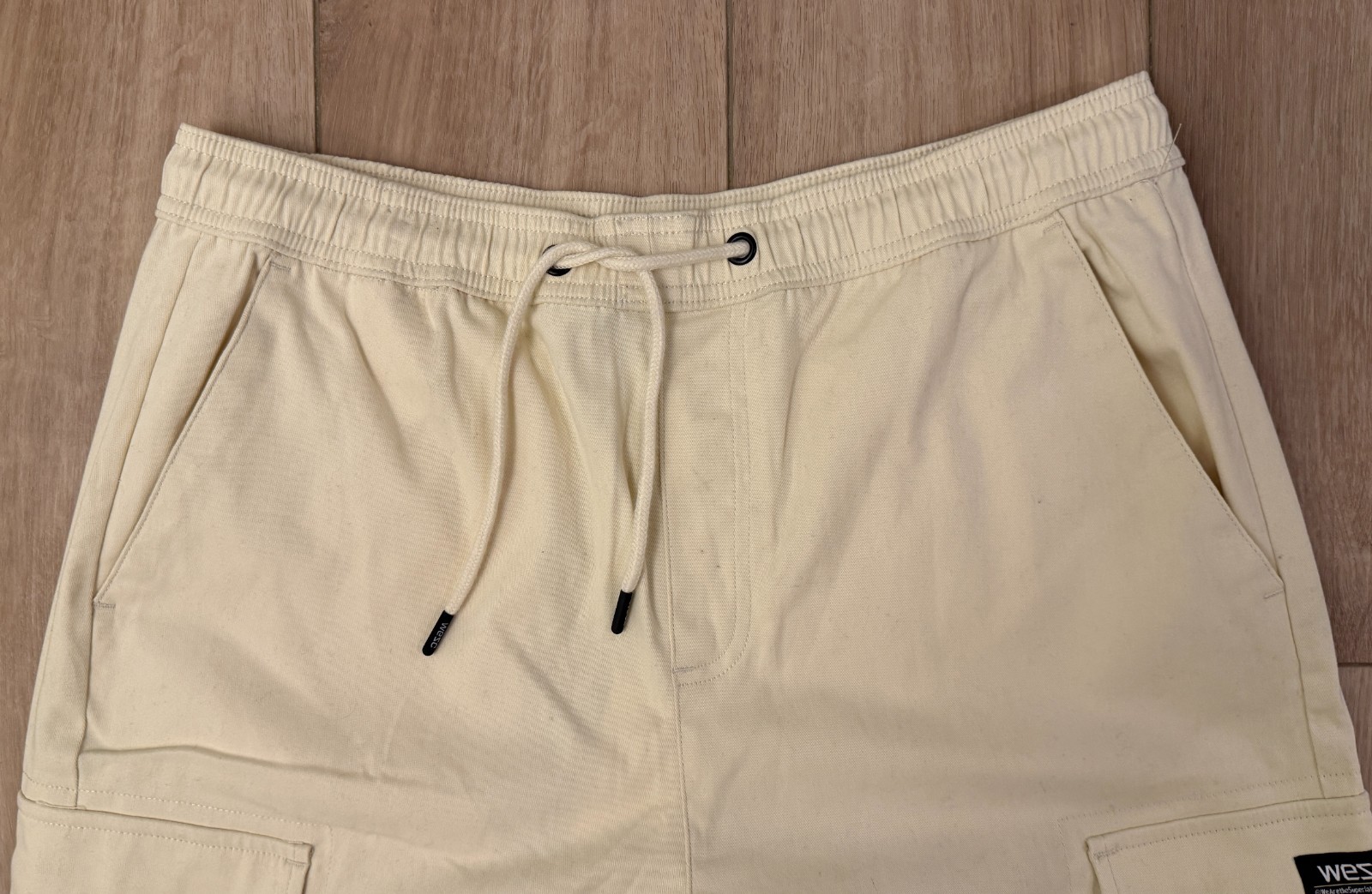 WeSC Open Bottom Cargo Pants Unisex Chino Style-Men L/Women XL-Pale Yellow-NWT