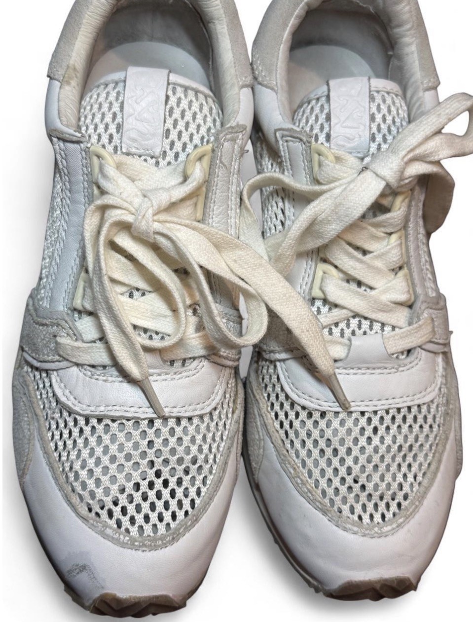 Ash Dean White Leather Mesh Wedge Sneakers Luxury Hidden Heel Women’s 37 / 7.5