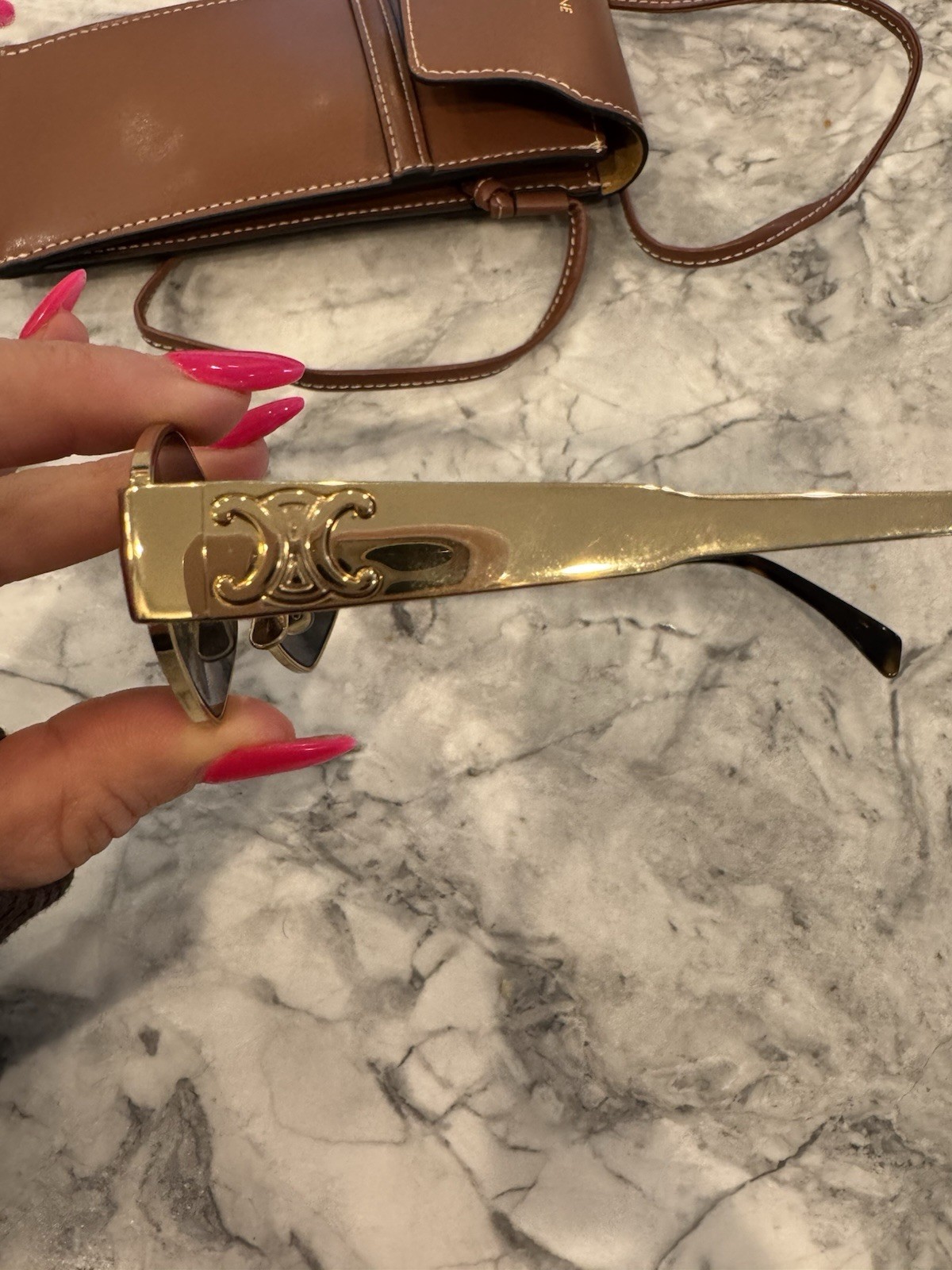 TRIOMPHE METAL GEOMETRIC 02 SUNGLASSES IN METAL – GOLD / GREEN | CELINE