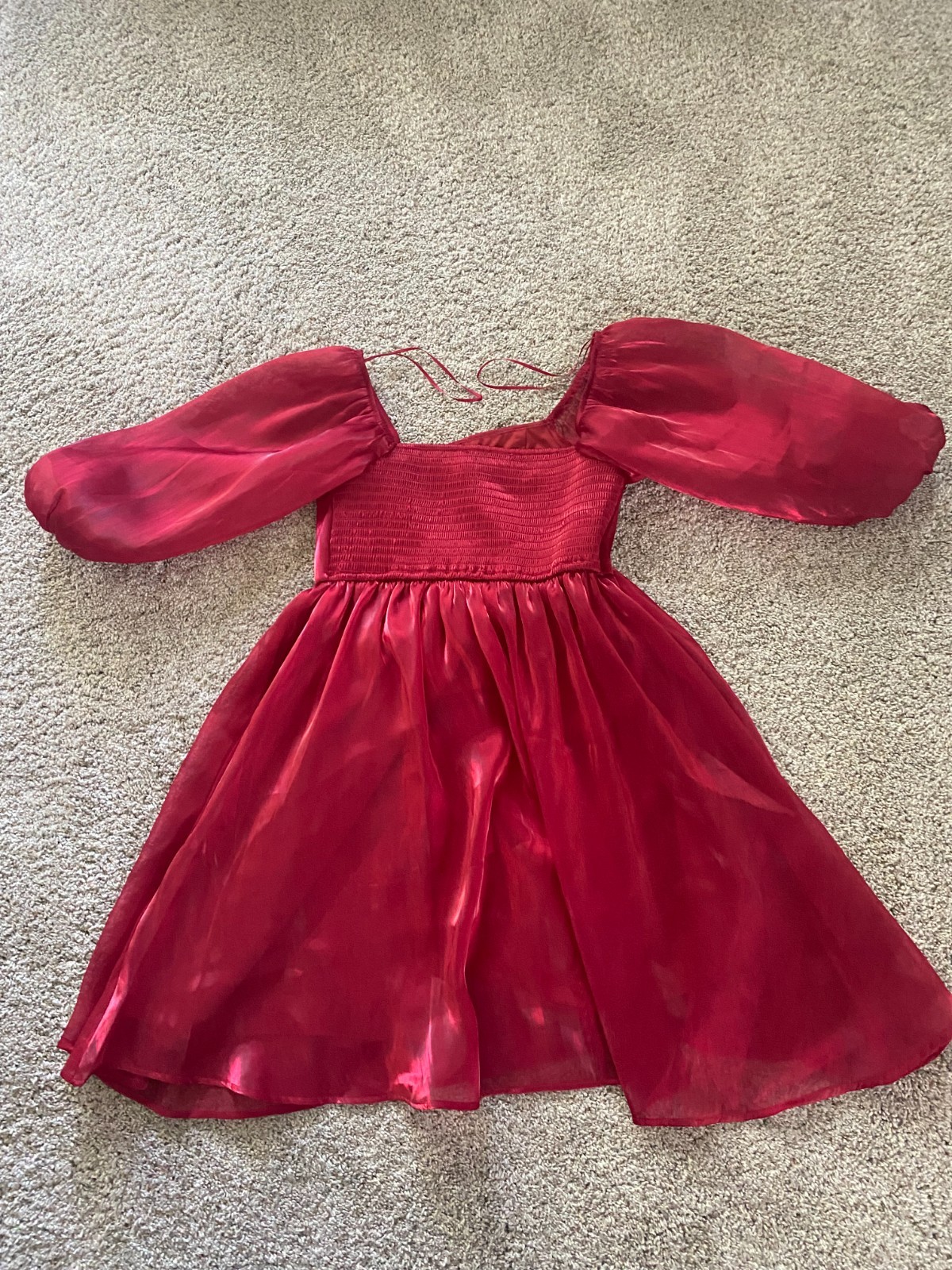 Thirty Thirty LA Women’s Red Shinny Sheer Chiffon Mini Party Dress – Size Small