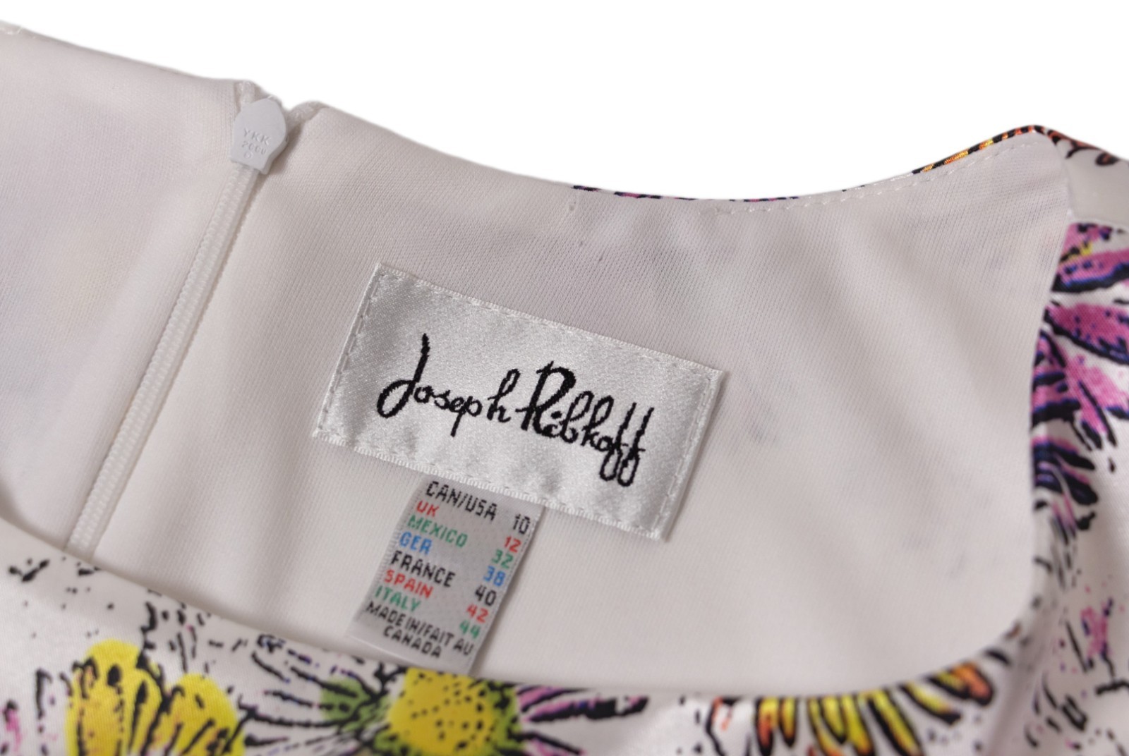Joseph Ribkoff White Floral A-Line Dress UK 12 US 10 Sleeveless Knee Length