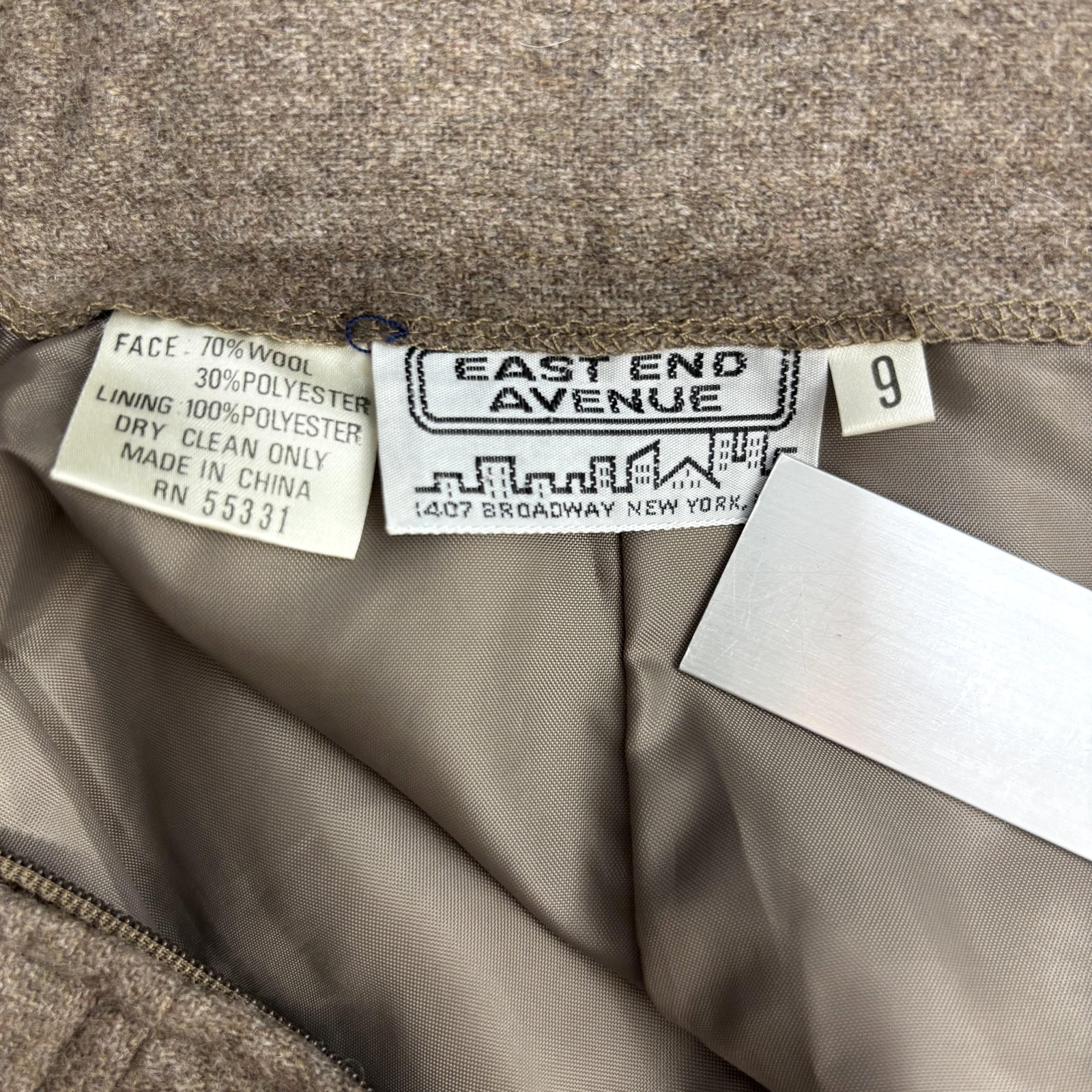 Vintage Tweed Wool Pleated A Line Skirt Medium 9 Brown Midi Slit Academia Office
