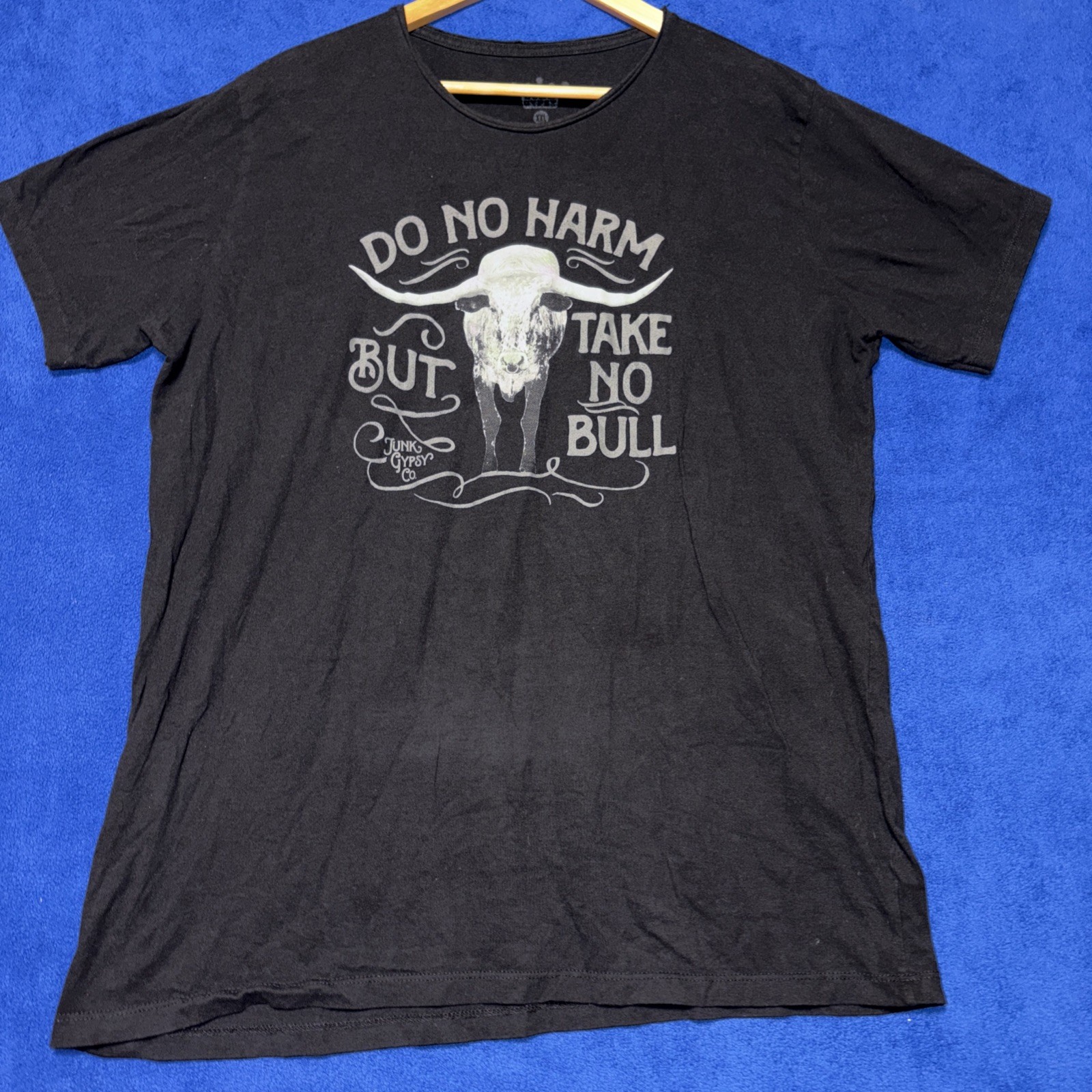 Junk Gypsy Black T-Shirt Short Sleeve Do No Harm Take No Bull Road Trip XXL